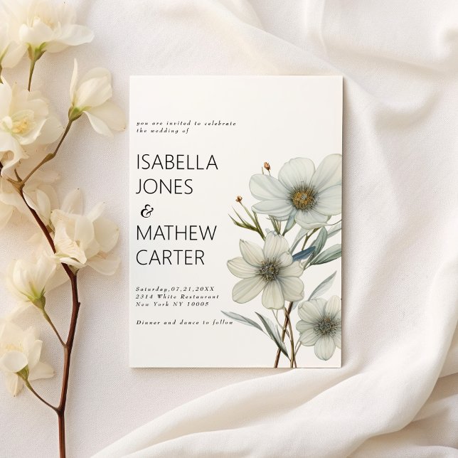 Invitación Elegante boda de flores de primavera verde de ment (Elegant white mint green spring flower wedding )