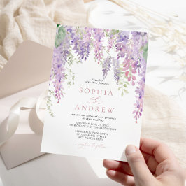 Invitación Elegante Boda de Flores de Wisteria Púrpura