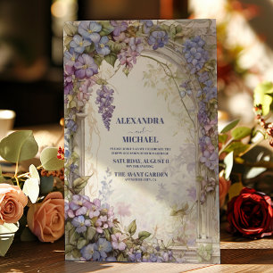 Invitación Elegante Boda de Flores de Wisteria Púrpura