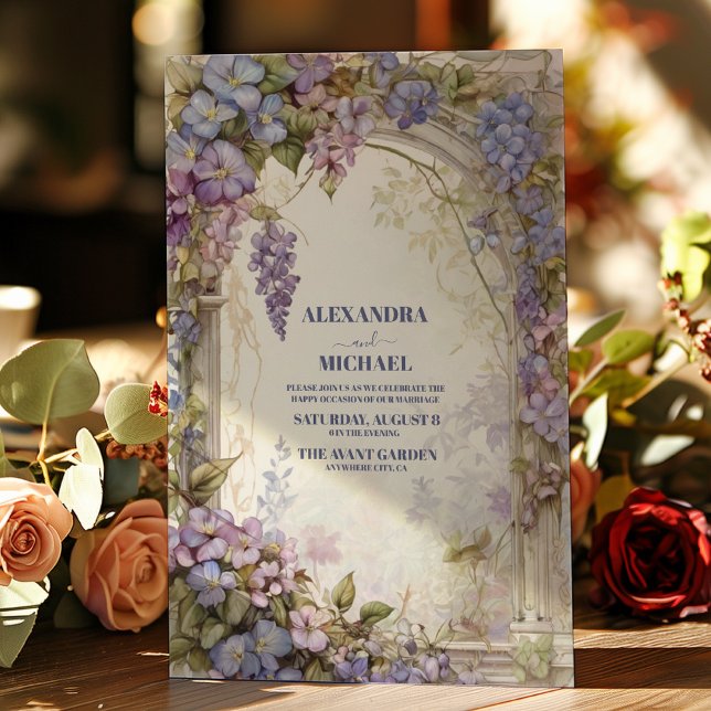 Invitación Elegante Boda de Flores de Wisteria Púrpura (Subido por el creador)