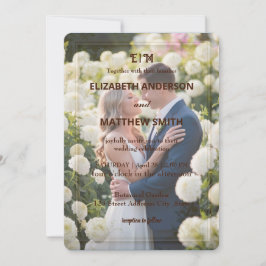 Invitación Elegante boda de flores doradas y blancas superpue