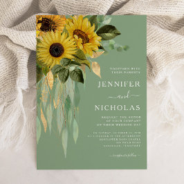Invitación Elegante Boda de Flores Florales Verdes