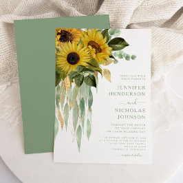 Invitación Elegante Boda de Flores Florales Verdes