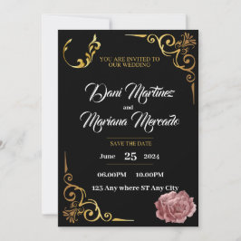 Invitación Elegante boda de flores geométricas en blanco y ne