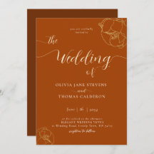 Elegante Boda de flores marrón rojizo clásico