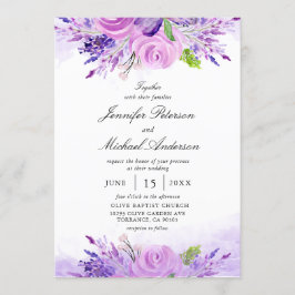 Invitación Elegante Boda de flores moradas de lavanda