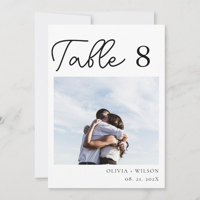 Invitación Elegante Boda de flores moradas número de tabla de (Anverso)