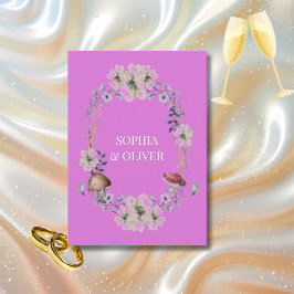 Invitación Elegante Boda de flores moradas y hongos