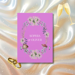 Invitación Elegante Boda de flores moradas y hongos