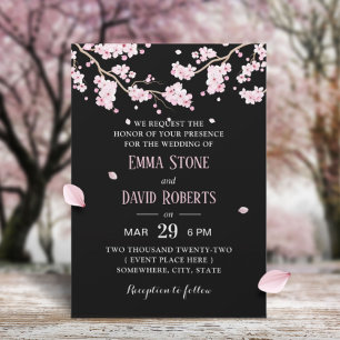 Invitación Elegante Boda de flores rosadas de cerezo floral