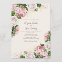 Elegante Boda de flores rosadas Rubor de época