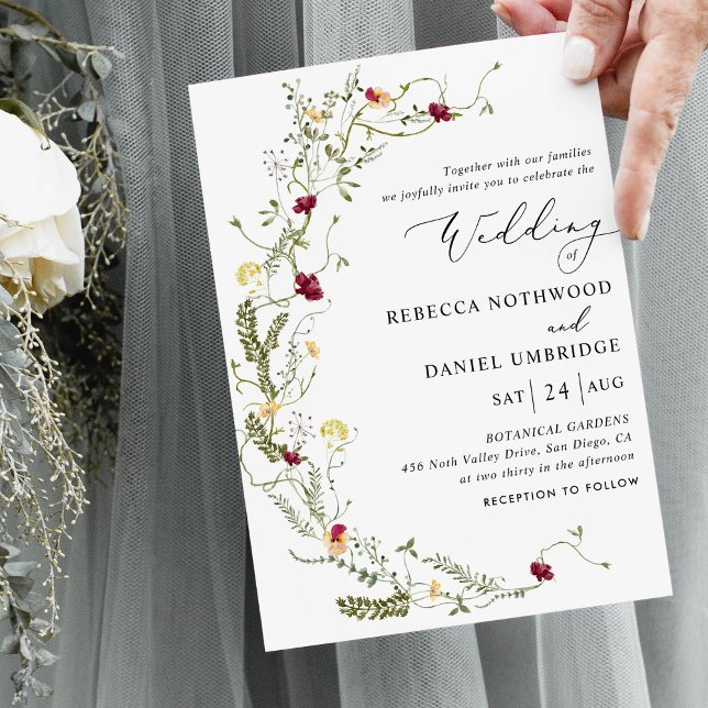 Invitación Elegante Boda de flores silvestres (Subido por el creador)