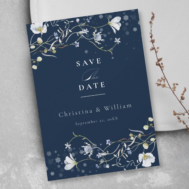 Invitación Elegante boda de flores silvestres azul de la mari (Subido por el creador)