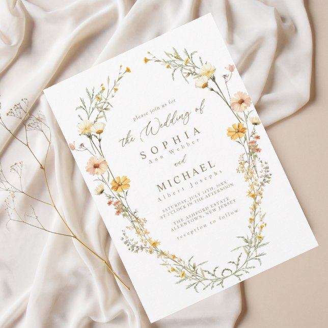 Invitación Elegante Boda de flores silvestres color amarillo  (Subido por el creador)