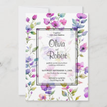 Elegante boda de flores silvestres color púrpura r