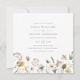 Invitación Elegante Boda de flores silvestres cuadradas