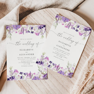Invitación Elegante boda de flores silvestres de lavanda