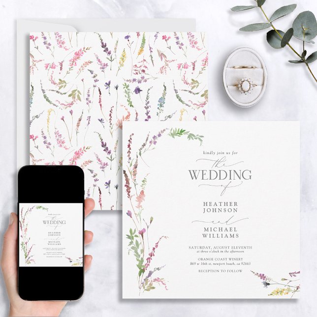 Invitación Elegante Boda de flores silvestres de moda (Subido por el creador)