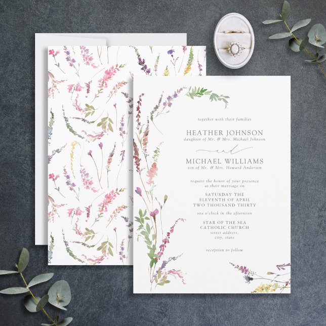 Invitación Elegante Boda de flores silvestres de moda formal (Subido por el creador)