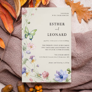 Invitación Elegante Boda de flores silvestres de primavera co
