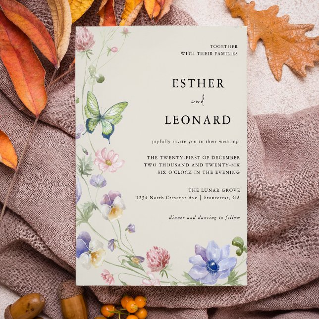 Invitación Elegante Boda de flores silvestres de primavera co (Subido por el creador)