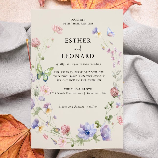 Invitación Elegante Boda de flores silvestres de primavera co (Subido por el creador)