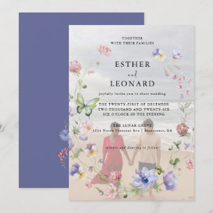 Invitación Elegante Boda de flores silvestres de primavera co