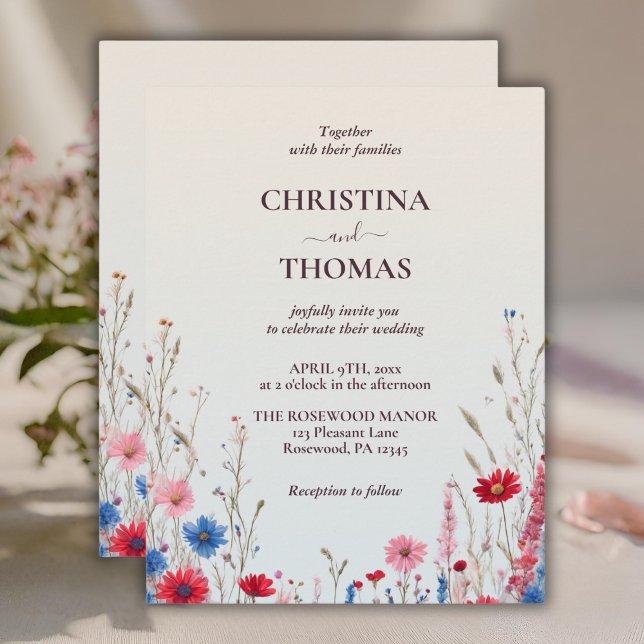 Invitación Elegante Boda de flores silvestres del Boho de col (Subido por el creador)