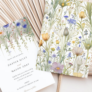 Invitación Elegante Boda de flores silvestres Delicate Pastel