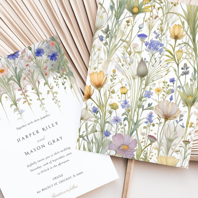 Invitación Elegante Boda de flores silvestres Delicate Pastel (Subido por el creador)