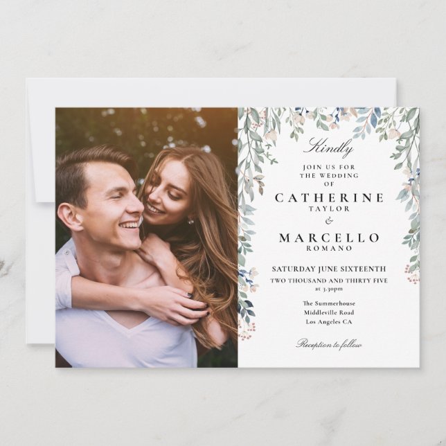 Invitación Elegante Boda de Flores Silvestres Florales (Anverso)