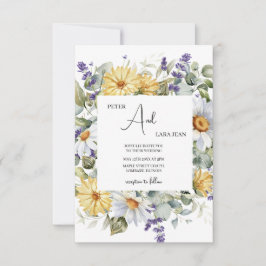 Invitación Elegante Boda de flores silvestres moradas amarill