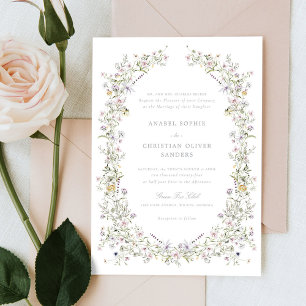 Invitación Elegante Boda de Flores Silvestres Pastel