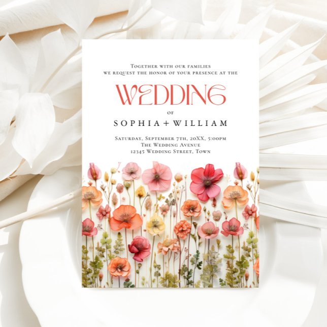 Invitación Elegante Boda de Flores Silvestres Pastel Pink Boh (Subido por el creador)