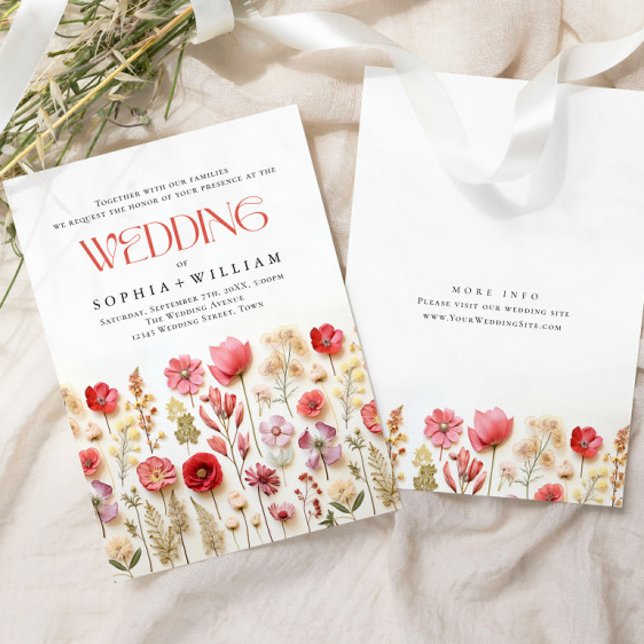 Invitación Elegante Boda de Flores Silvestres Pastel Pink Boh (Subido por el creador)