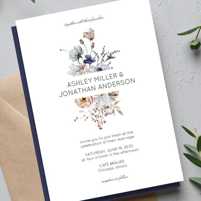Invitación Elegante Boda de flores silvestres rusticas modern (Subido por el creador)