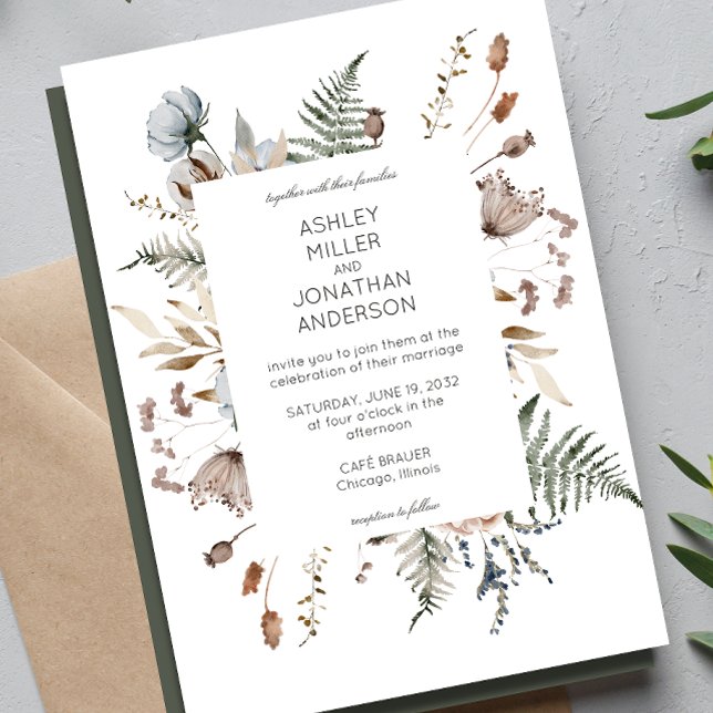 Invitación Elegante Boda de flores silvestres rusticas modern (Subido por el creador)