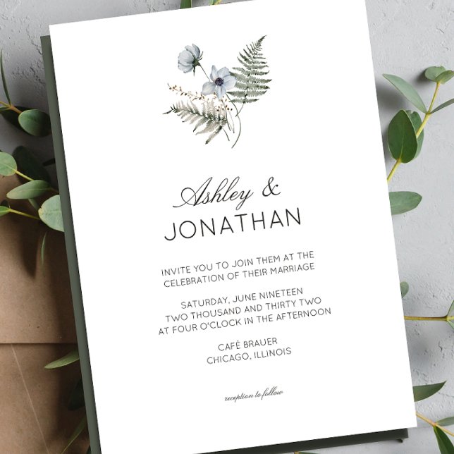 Invitación Elegante Boda de flores silvestres rusticas modern (Subido por el creador)