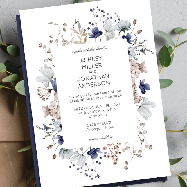 Invitación Elegante Boda de flores silvestres rusticas modern (Subido por el creador)