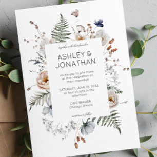 Invitación Elegante Boda de flores silvestres rusticas modern