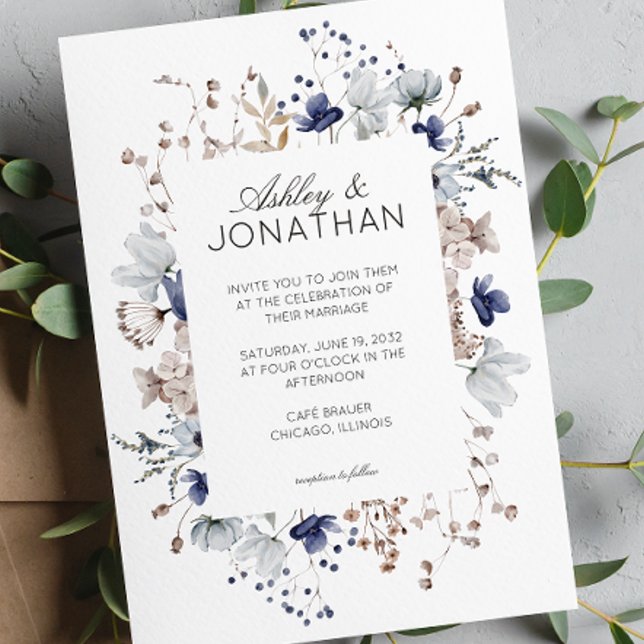 Invitación Elegante Boda de flores silvestres rusticas modern (Subido por el creador)