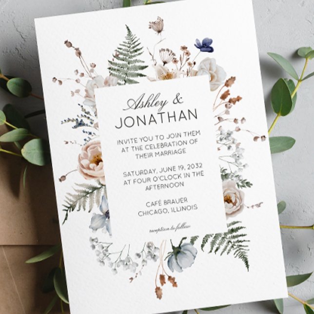 Invitación Elegante Boda de flores silvestres rusticas modern (Subido por el creador)