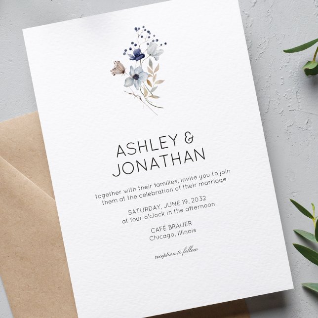 Invitación Elegante Boda de flores silvestres rusticas modern (Subido por el creador)