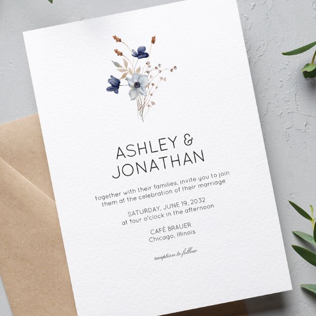 Invitación Elegante Boda de flores silvestres rusticas modern (Subido por el creador)