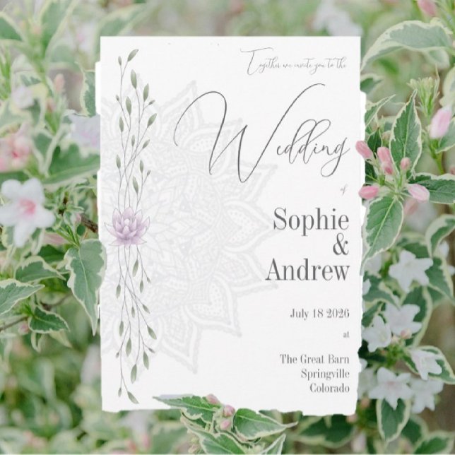 Invitación Elegante Boda de Flores y Verdor Rosa (Subido por el creador)