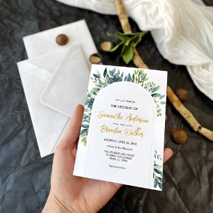 Invitación Elegante Boda de florido arca verde