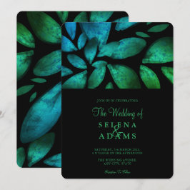 Invitación Elegante Boda de Foliage de color verde esmeralda