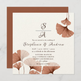 Invitación Elegante Boda de Foliage Terracotta Ginkgo