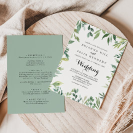 Invitación Elegante Boda de Foliage Tropical Delantero y Atrá