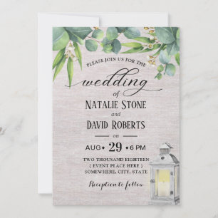 Invitación Elegante Boda de follaje de la Vieja Linterna Blan